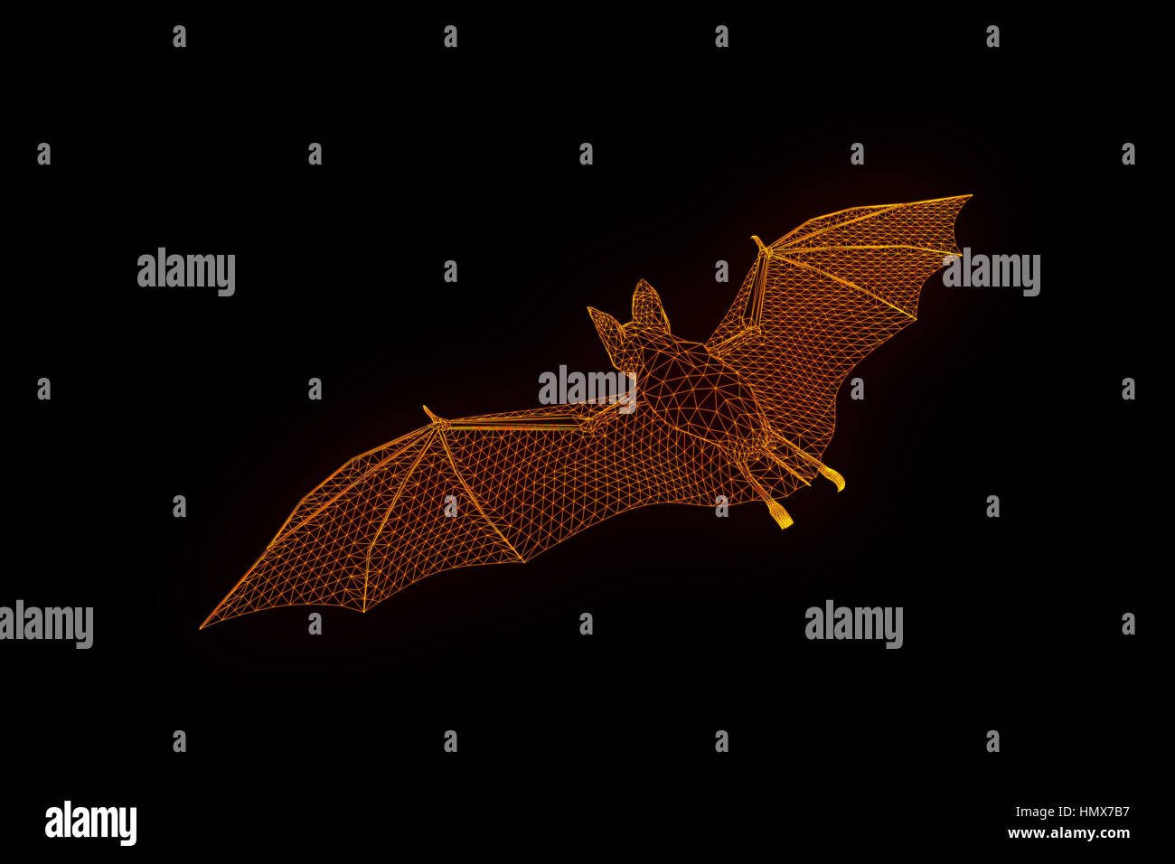 Multidimensional Bat Giant Bat in Hologram Wireframe Style. Nice 3D Rendering Stock Photo ...