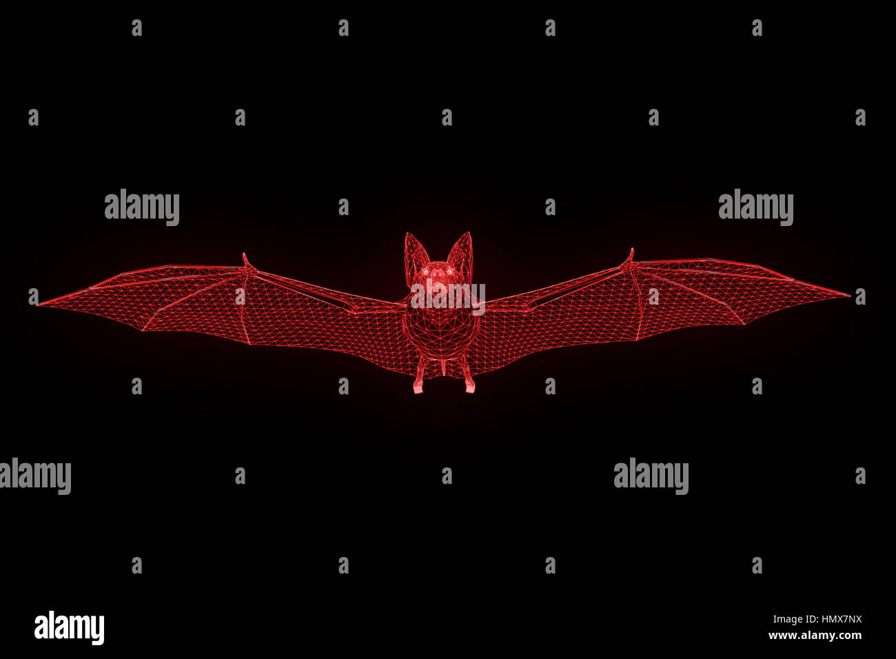 Multidimensional Bat Giant Bat in Hologram Wireframe Style. Nice 3D Rendering Stock Photo ...