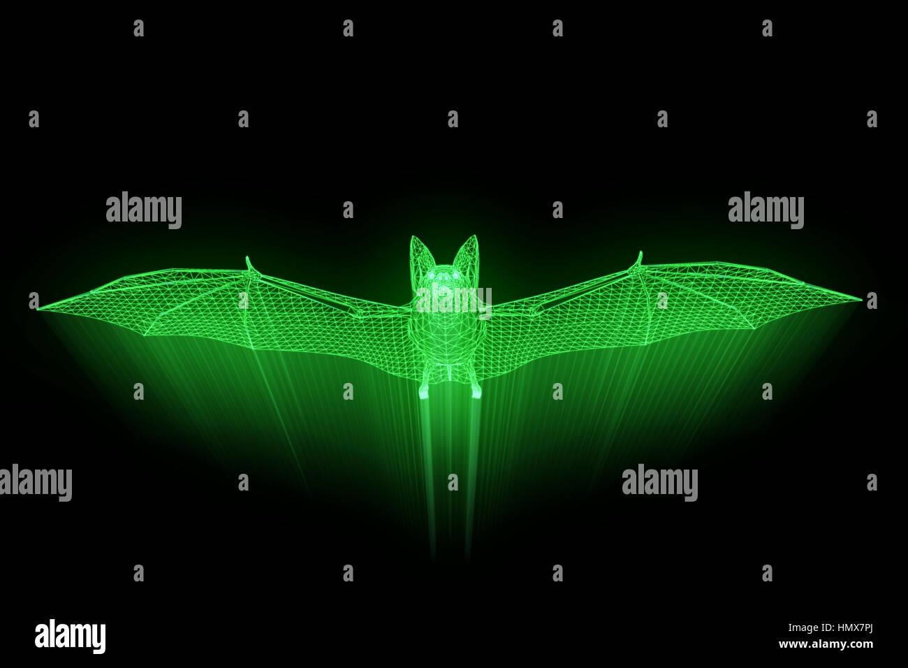 Multidimensional Bat Giant Bat in Hologram Wireframe Style. Nice 3D Rendering Stock Photo ...