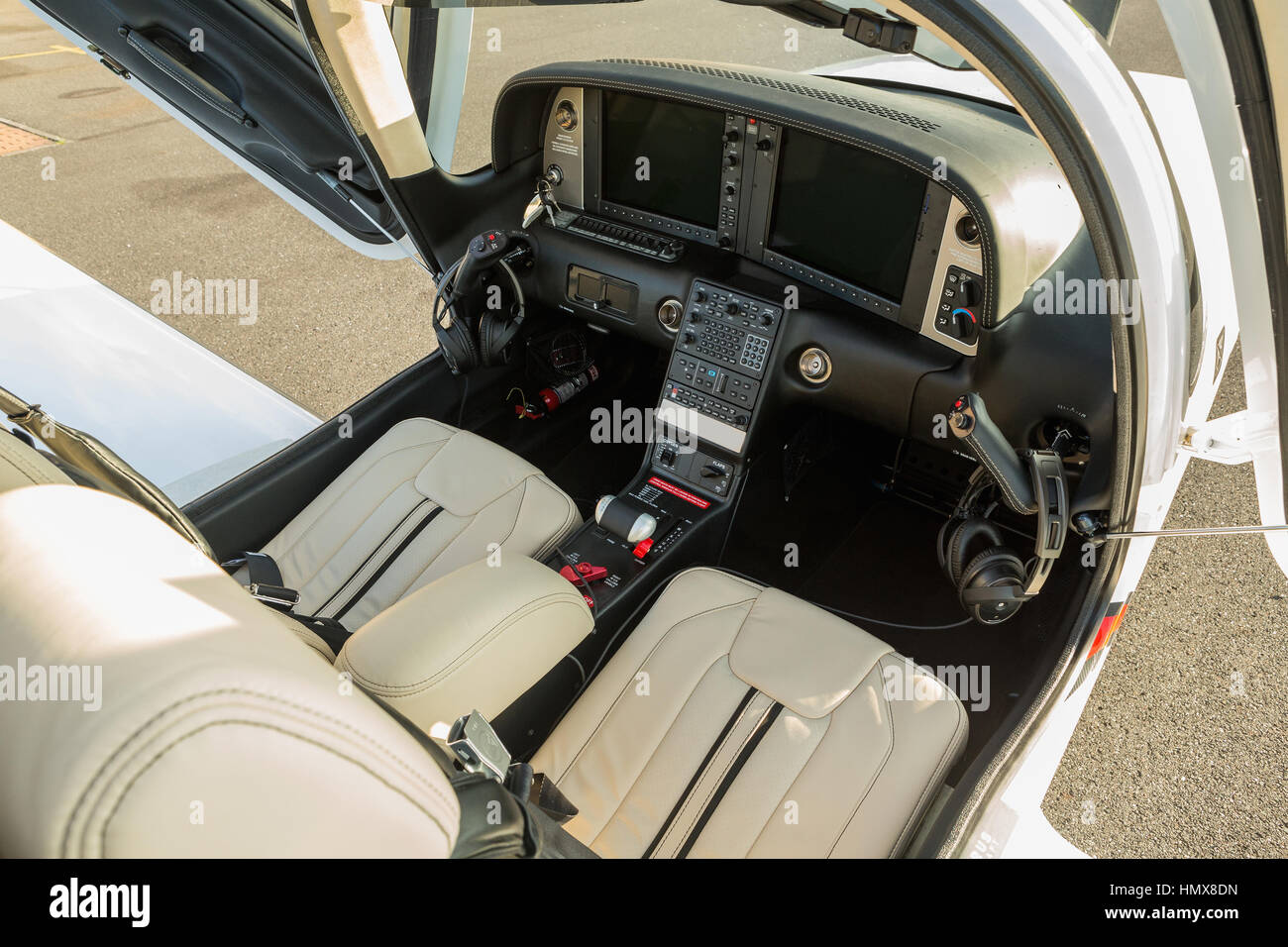The dashboard sports a small aircraft navigation devices and two large