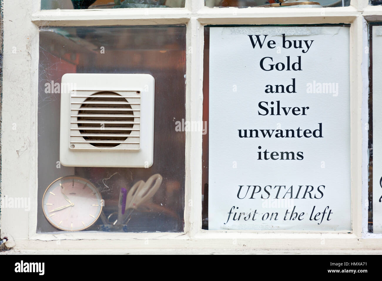 We Buy Gold and Silver unwanted items Stock Photo