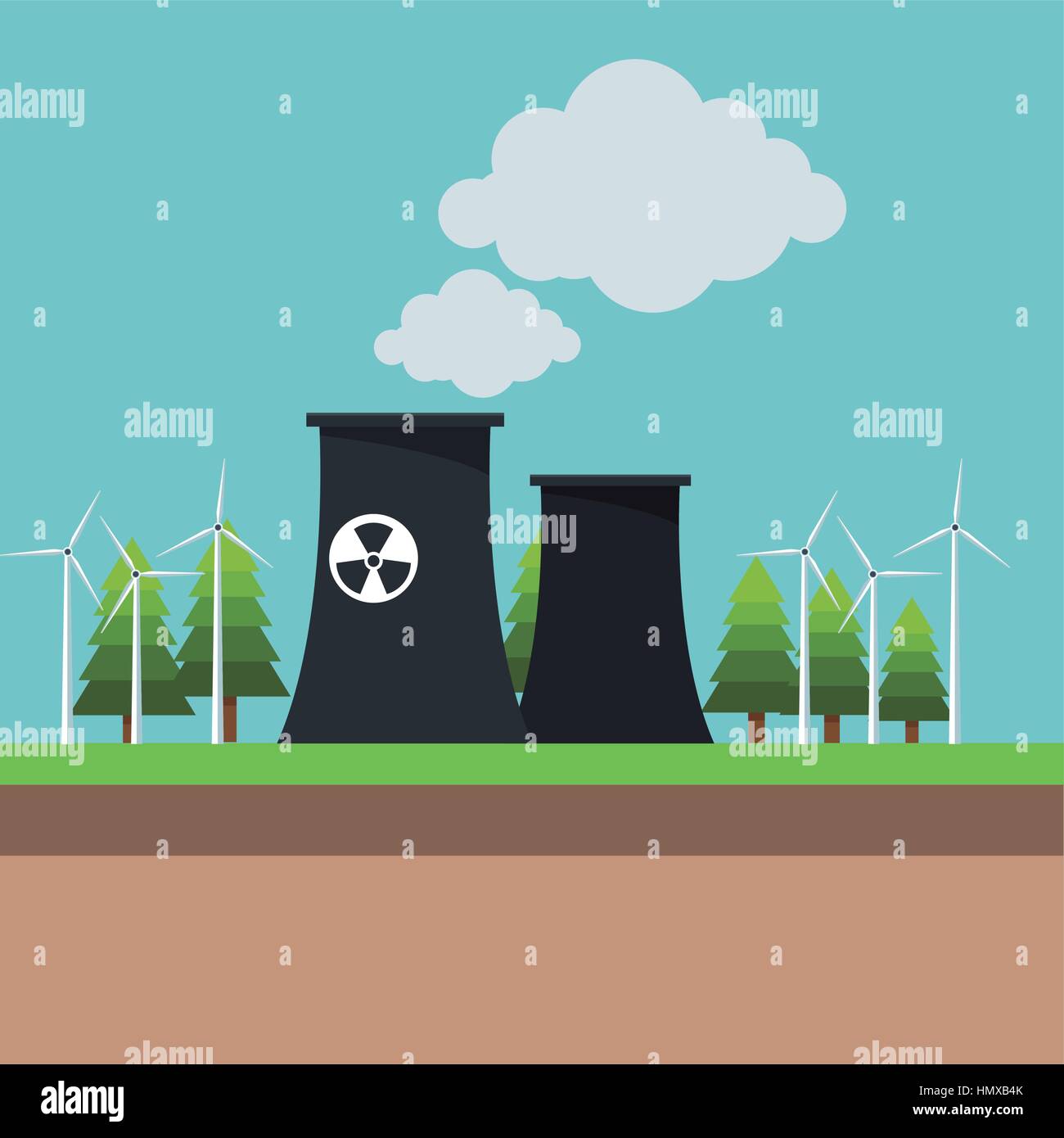 nuclear power plant wind turbine energy Stock Vector Image & Art - Alamy