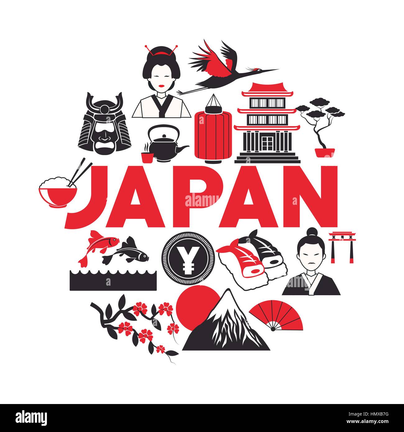 japan poster tourism collection icons Stock Vector