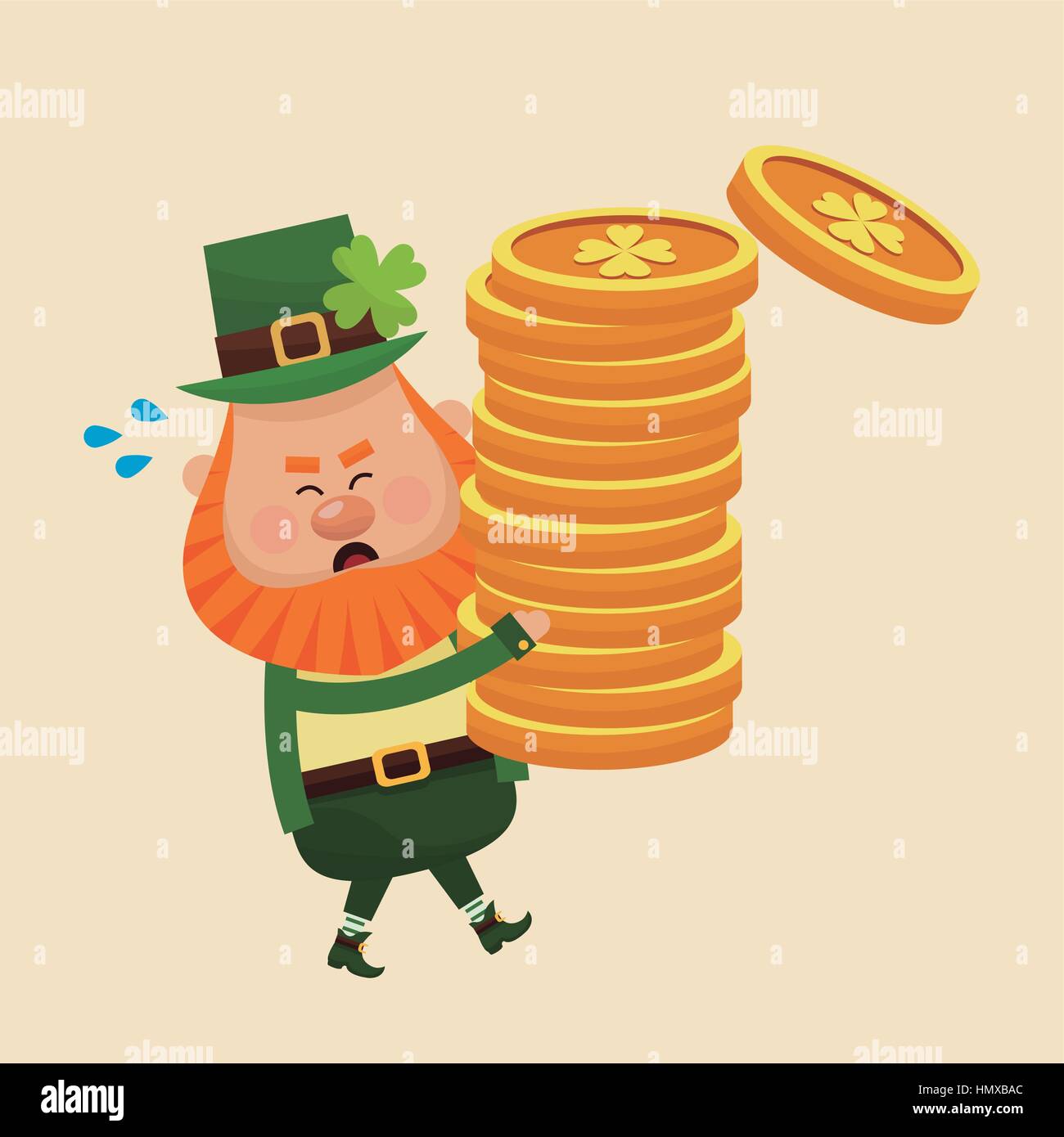 leprechaun carrying pile coins gold Stock Vector Image &amp; Art - Alamy
