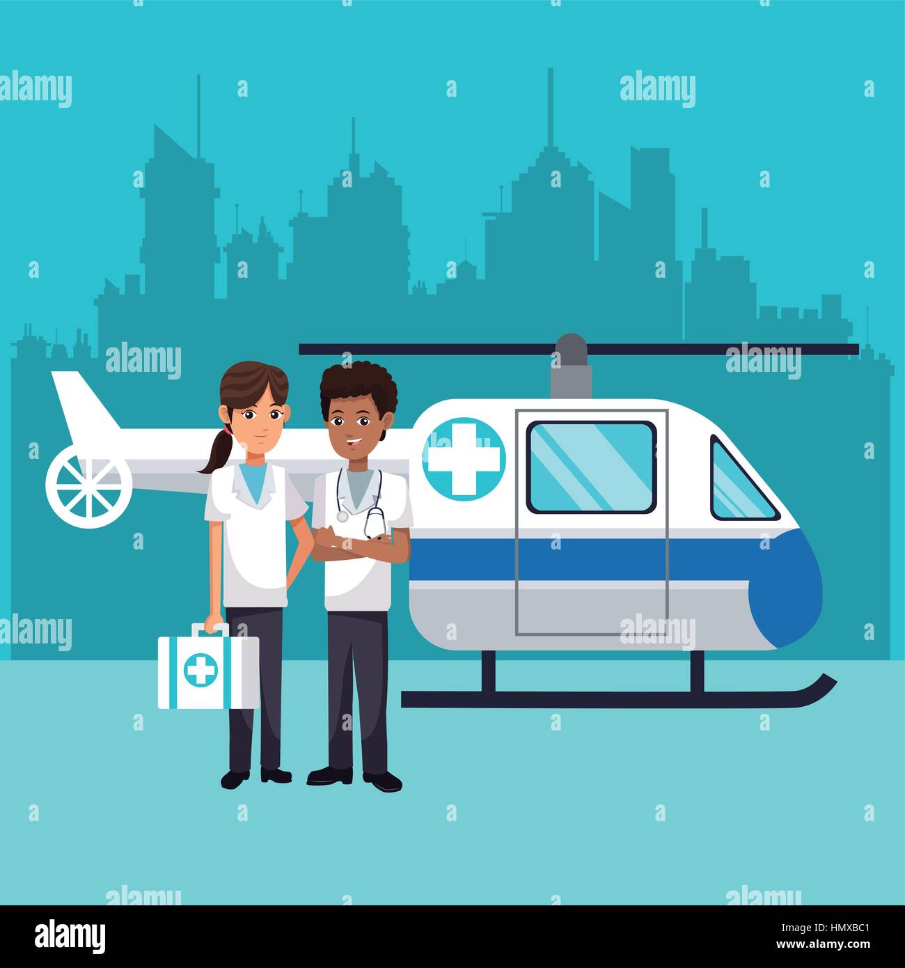 medical staff with helicopter emergency Stock Vector Image & Art Alamy