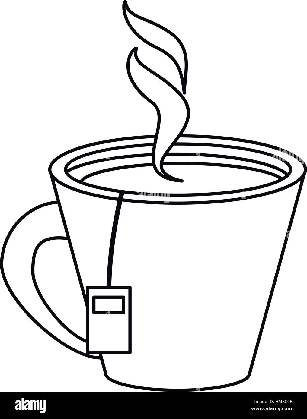 tea hot cup herb aromatic thin line Stock Vector Image & Art Alamy