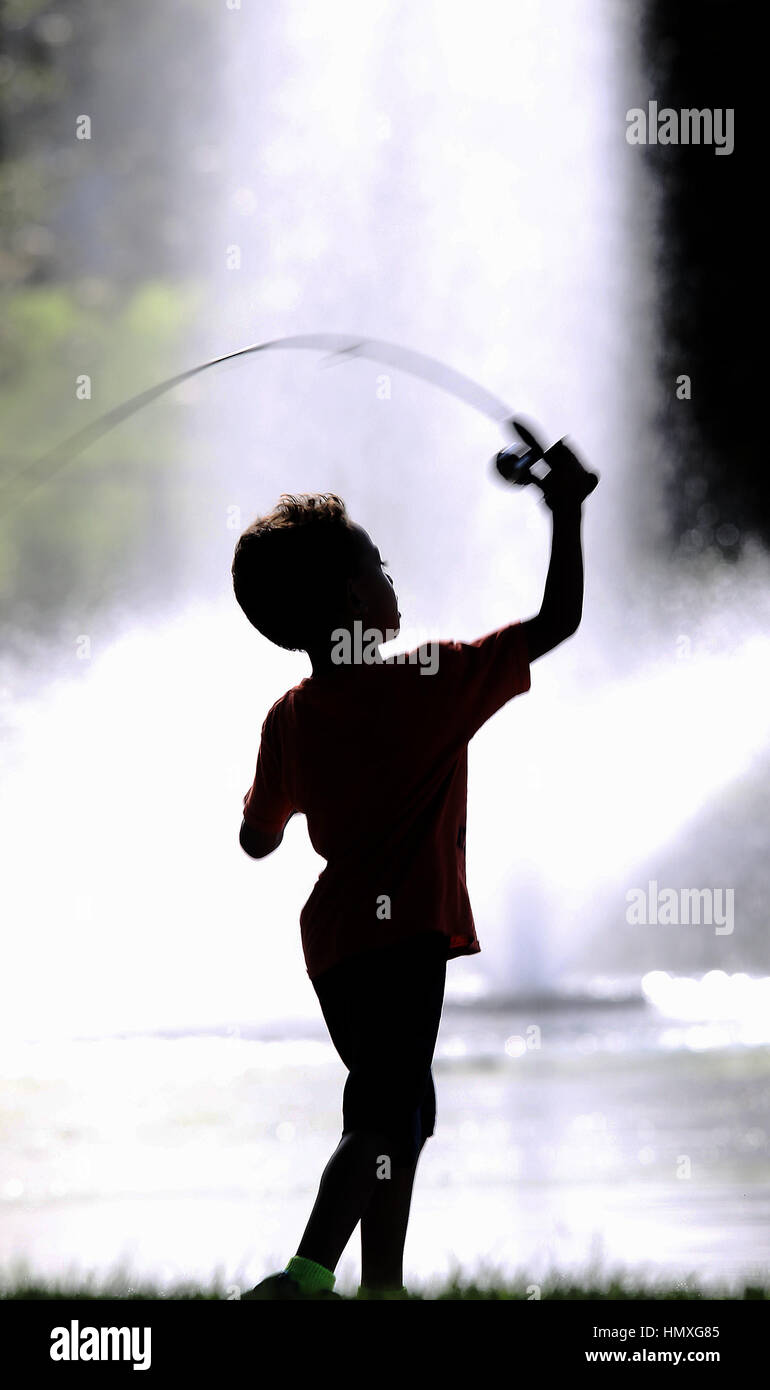 Bettendorf, Iowa, USA. 2nd Sep, 2016. Justin Tucker 5 of Bettendorf, cast his line into the Middle Park Lagoon, Friday, September 2, 2016, while fishing with his brother, Gage and grandpa John Leister of Davenport. Credit: John Schultz/Quad-City Times/ZUMA Wire/Alamy Live News Stock Photo