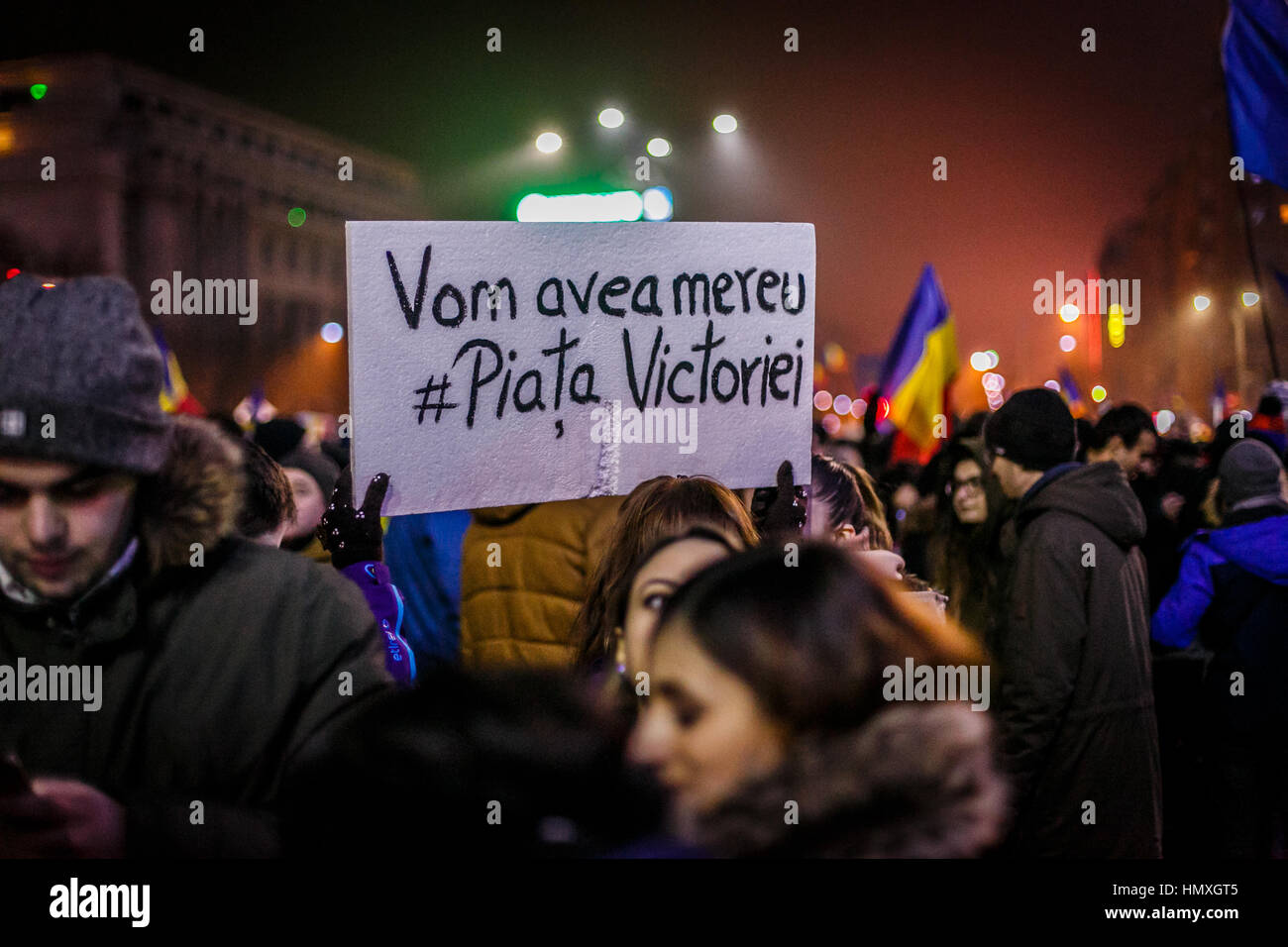 Bucharest Romania 5th February 2017 Government Protest In Stock Photo Alamy