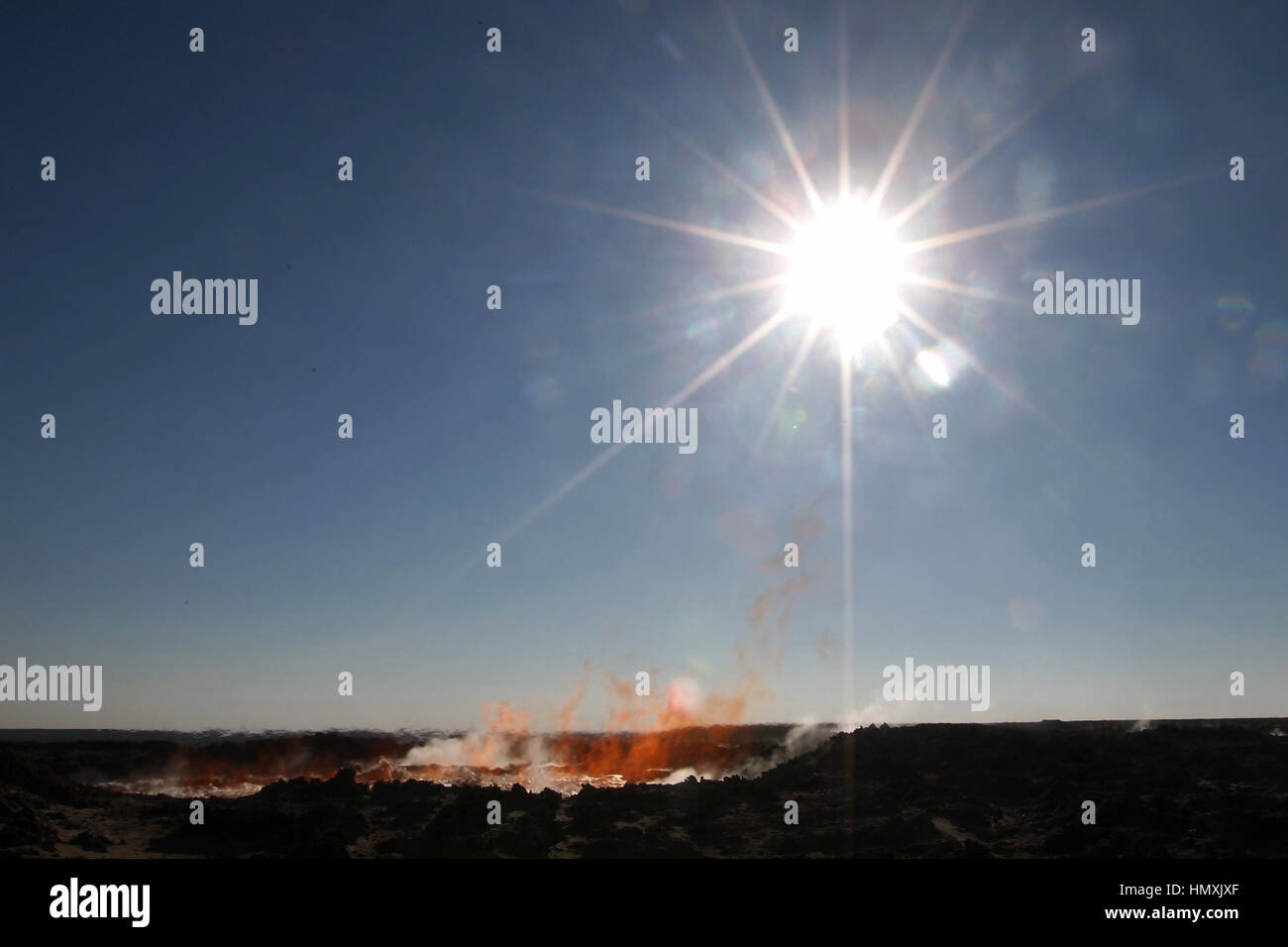 Turkmenistan, China. 6th Feb, 2017. The Door to Hell, a burning natural gas field in Derweze, Turkmenistan. The burning natural gas field where Soviet scientists lit a fire in 1971, is located in the middle of the Karakum Desert. Credit: SIPA Asia/ZUMA Wire/Alamy Live News Stock Photo