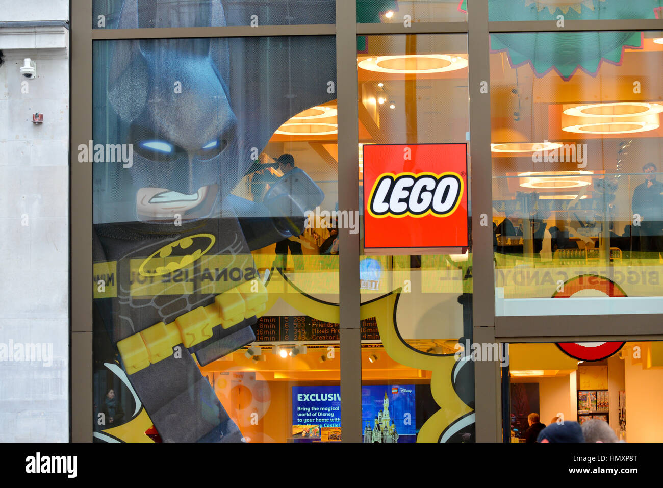 Leicester Square, London, UK. 7th Feb, 2017. The LEGO Batman Movie is  promoted at the LEGO store in London's Leicester Square. Credit: Matthew  Chattle/Alamy Live News Stock Photo - Alamy