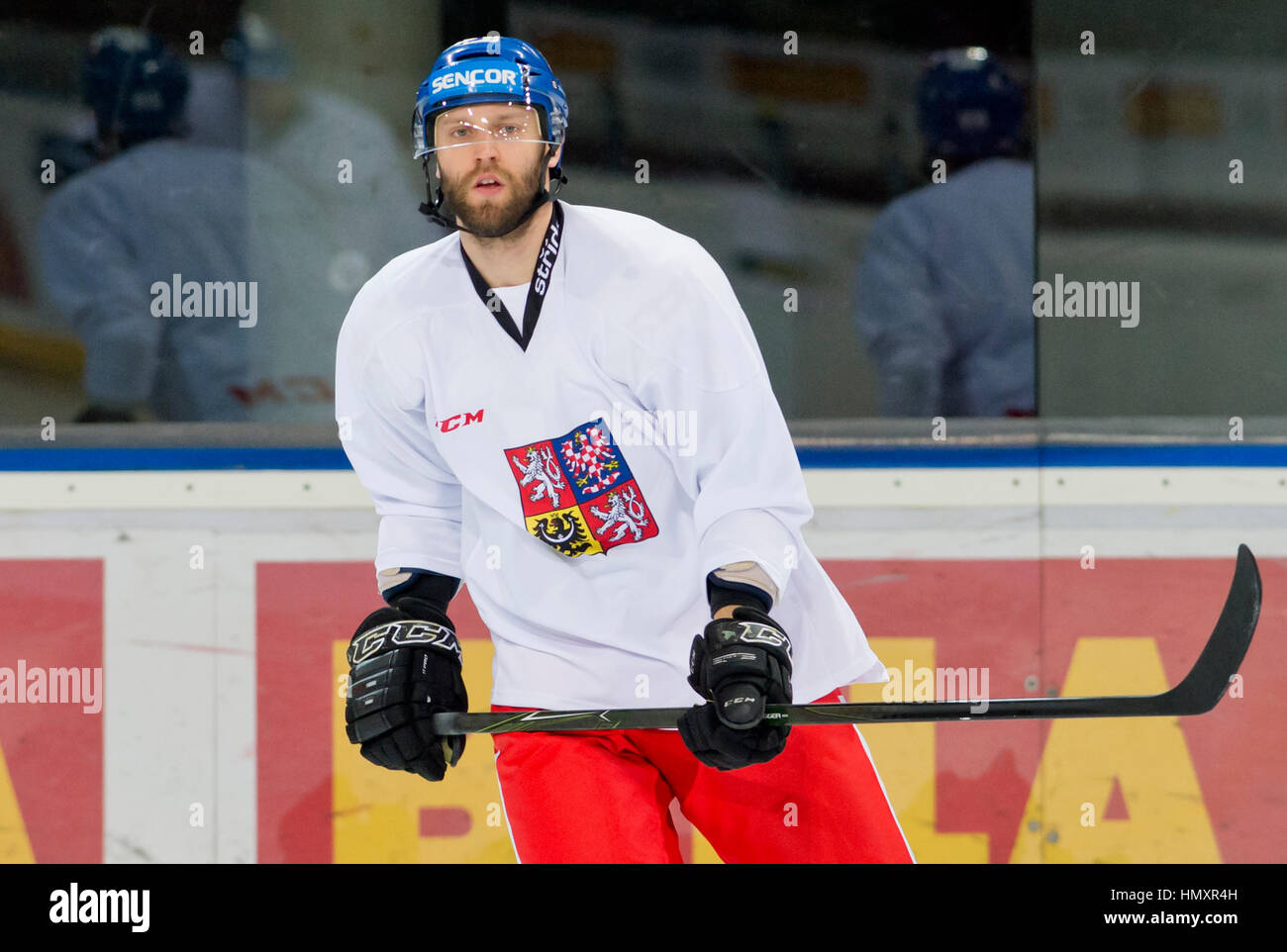 Prague, Czech Republic. 07th Feb, 2017. The Czech national ice-hockey team's player Vladimir Ruzicka in action during the training session prior to the February Sweden Games in Gothenburg in Prague, Czech Republic, February 7, 2017. Sweden Games, the third part of the European Hockey Tour (EHT) series, will take place on February 9-12. Credit: Vit Simanek/CTK Photo/Alamy Live News Stock Photo