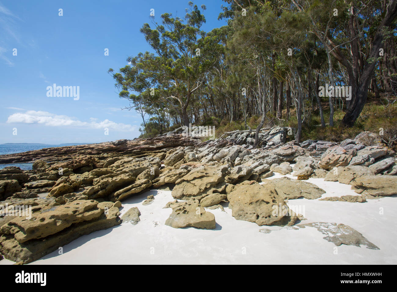 Southern rocky end of Greenfield Beach,Jervis Bay, on the south coast