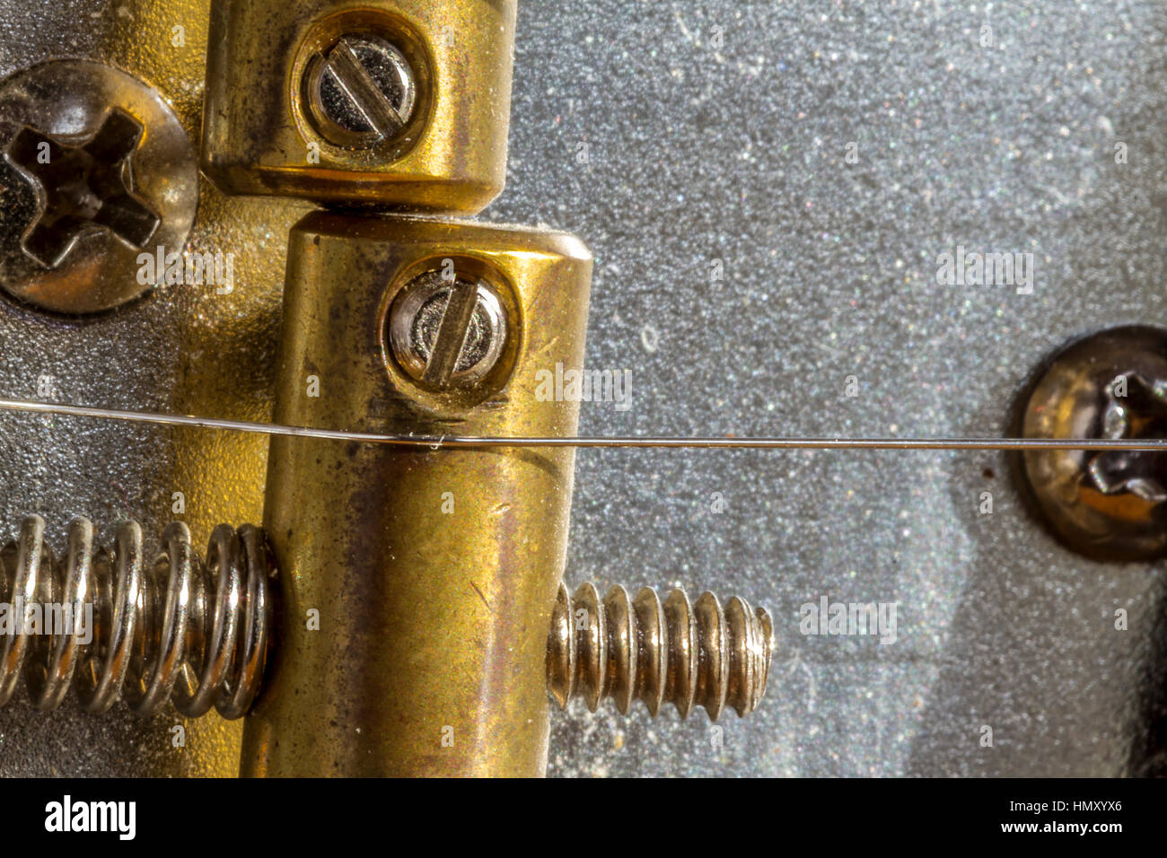 Close up of a Fender Telecaster electric guitar compensated brass ...