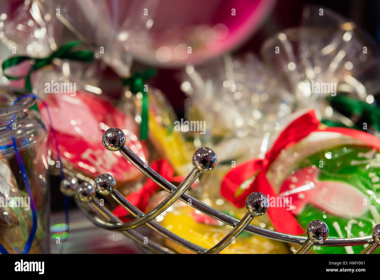 ESSEN, GERMANY - JANUARY 25, 2017: Lovely colors in a candy store attract buyers and visitors Stock Photo