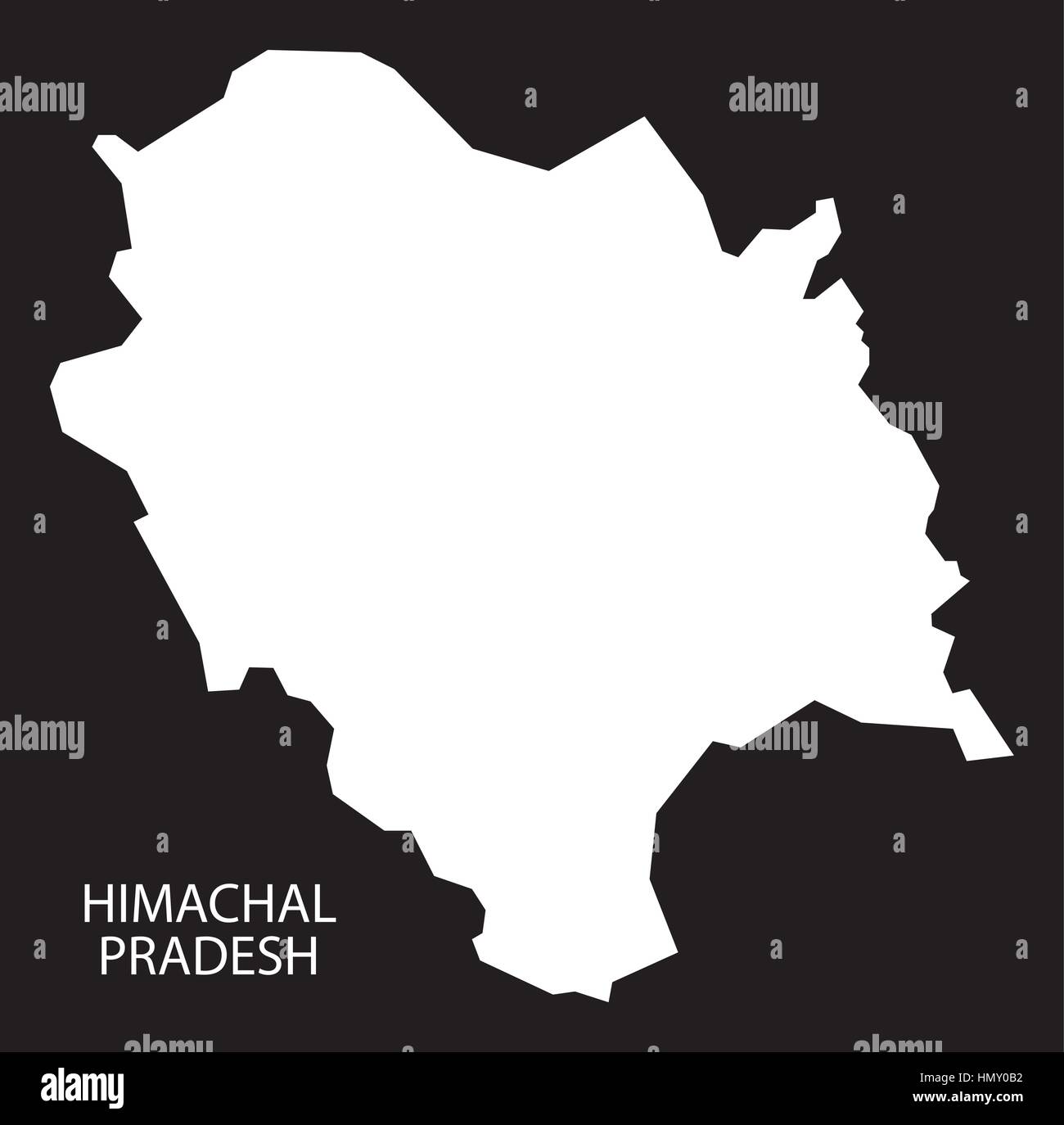 Himachal Pradesh India Map black inverted silhouette Stock Vector