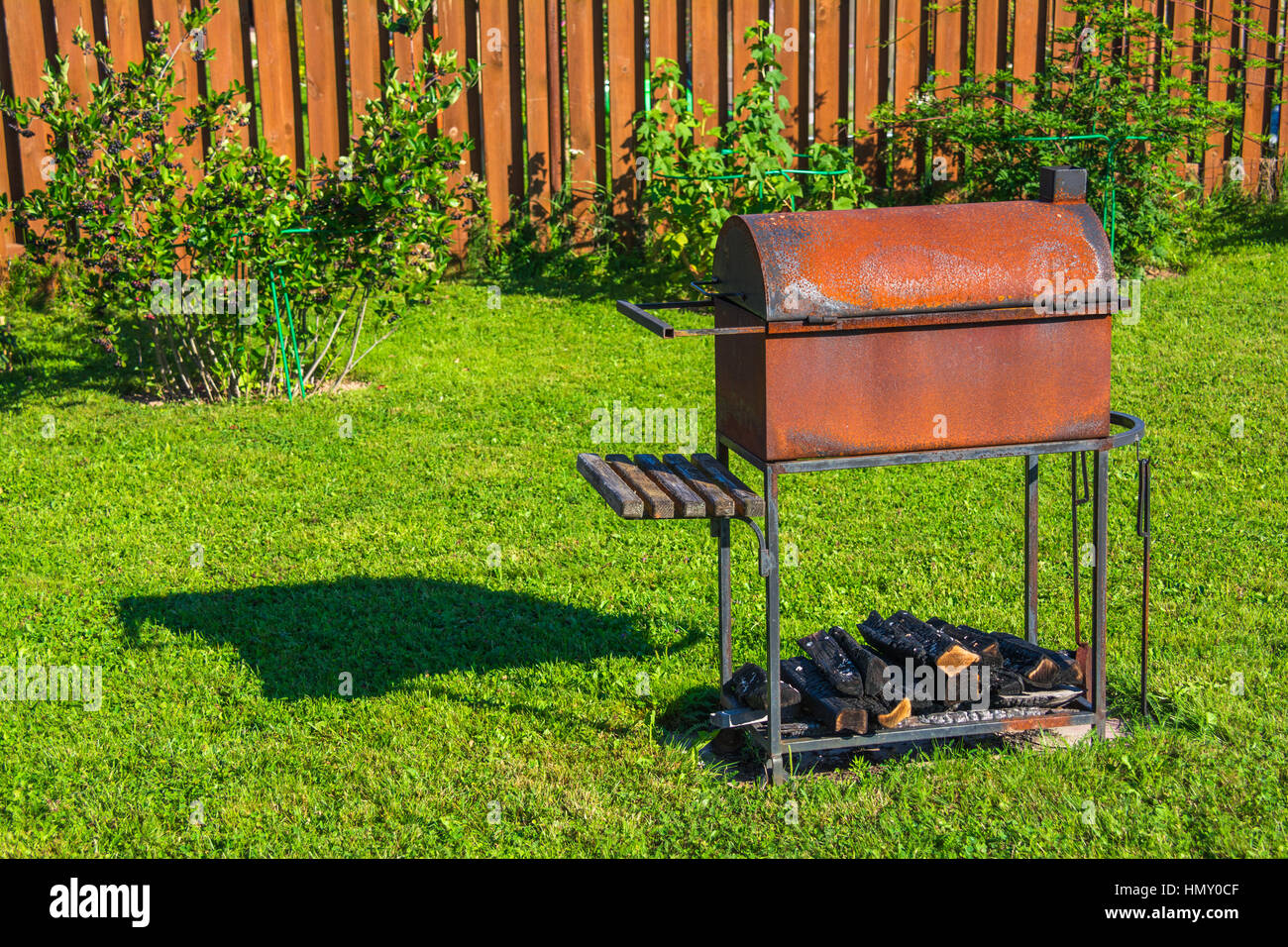 Brazier in garden Stock Photo Alamy