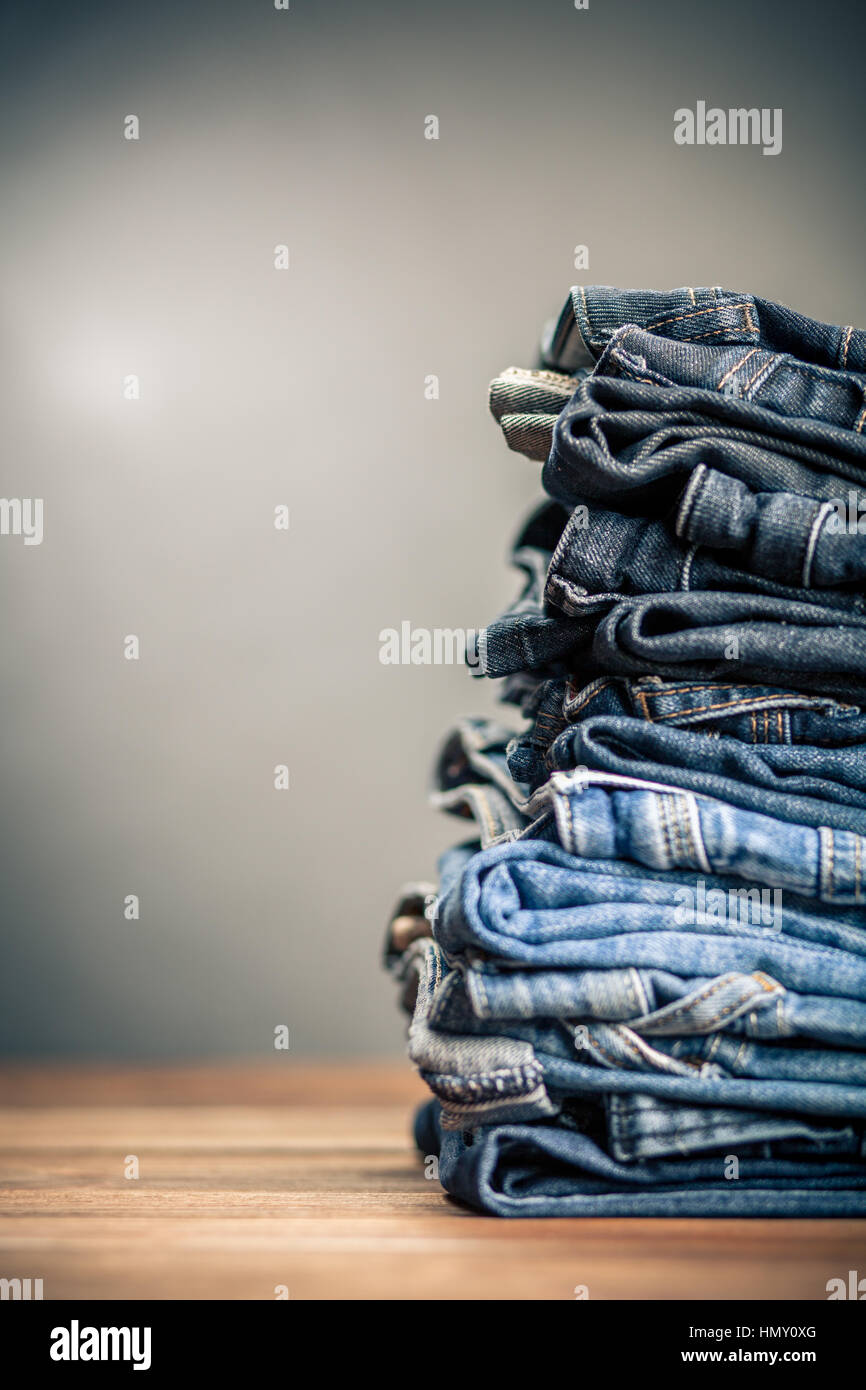 Pile of jeans Stock Photo