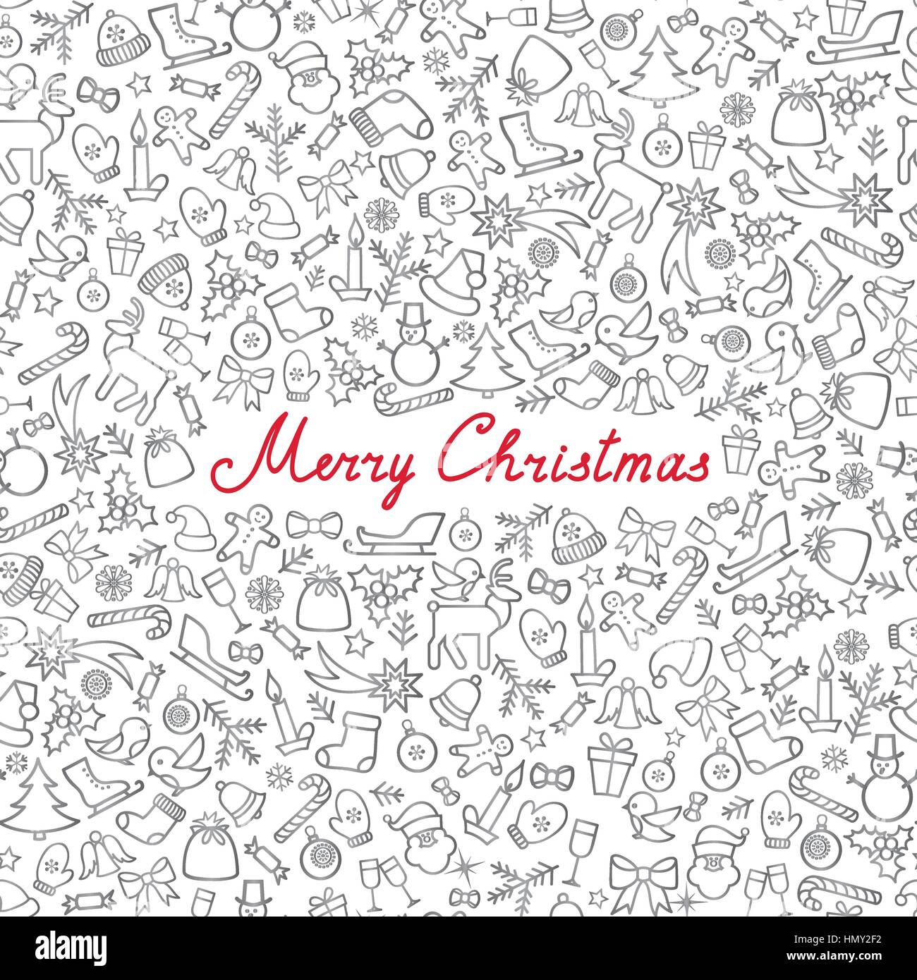Christmas Icons Seamless Pattern Happy Winter Holiday Wallpaper
