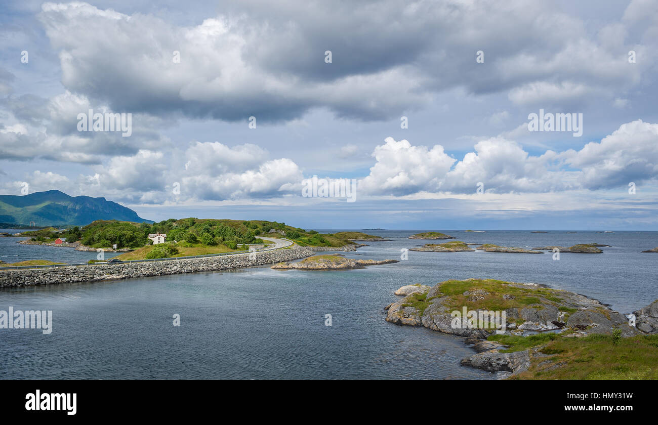 Atlantic Road panoramic landscape, Norway. Stock Photo