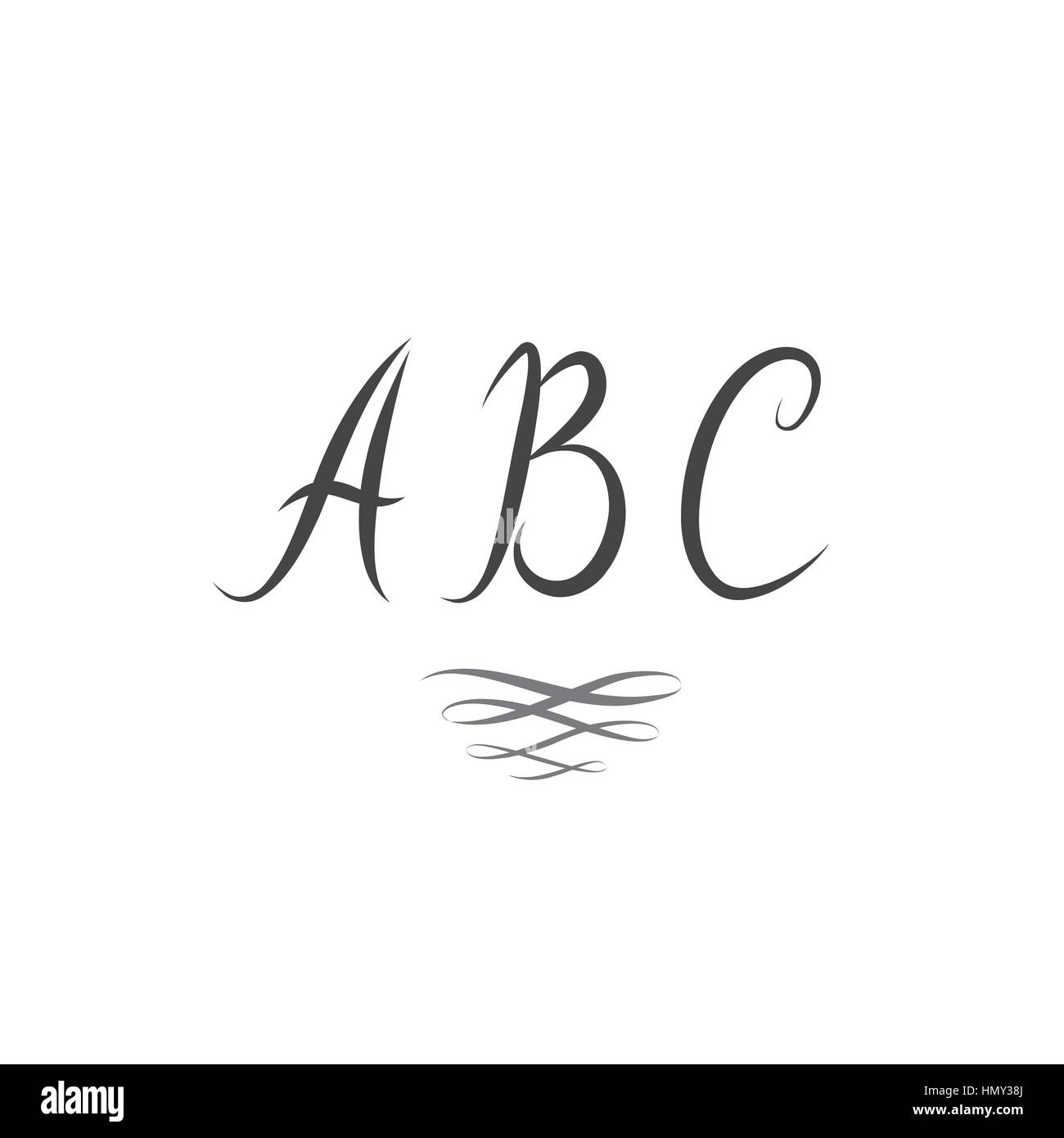 ABC. Latin Letters. Handwritten Vintage ABC with swirl decor element Stock Vector