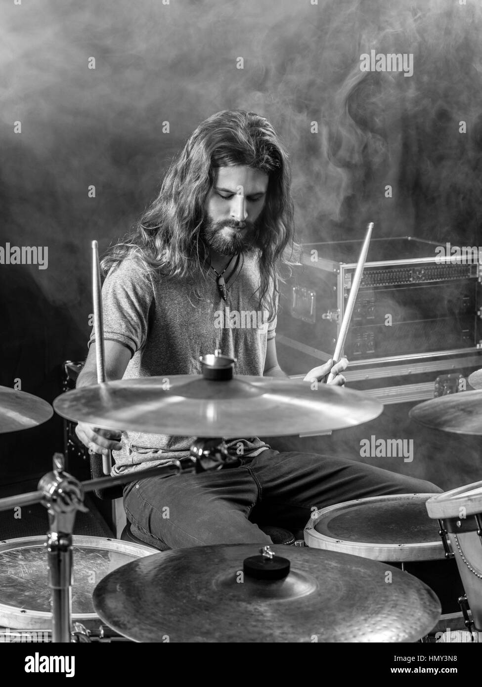 Drummer R Player Men Photo of a male drummer playing his drum set during a concert Stock ...