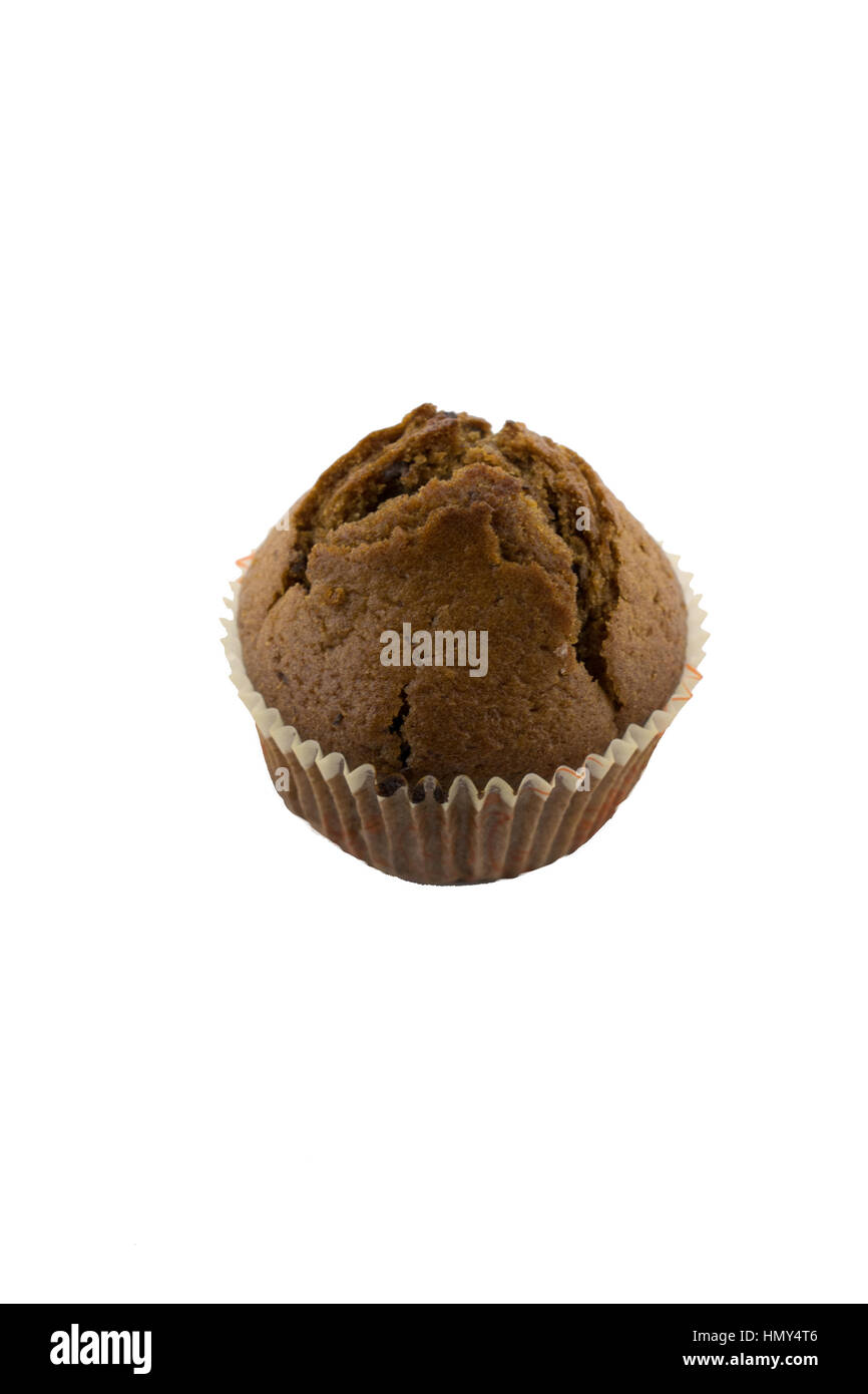 Tasty chocolate muffin on the white background Stock Photo
