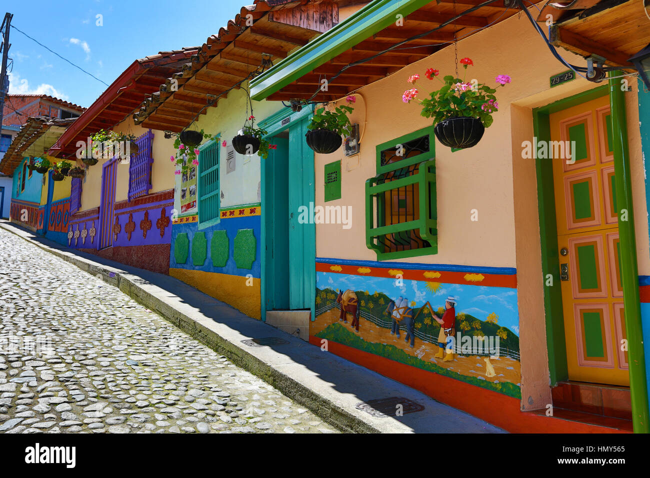 colourful houses in Guatape Colombia Stock Photo Alamy