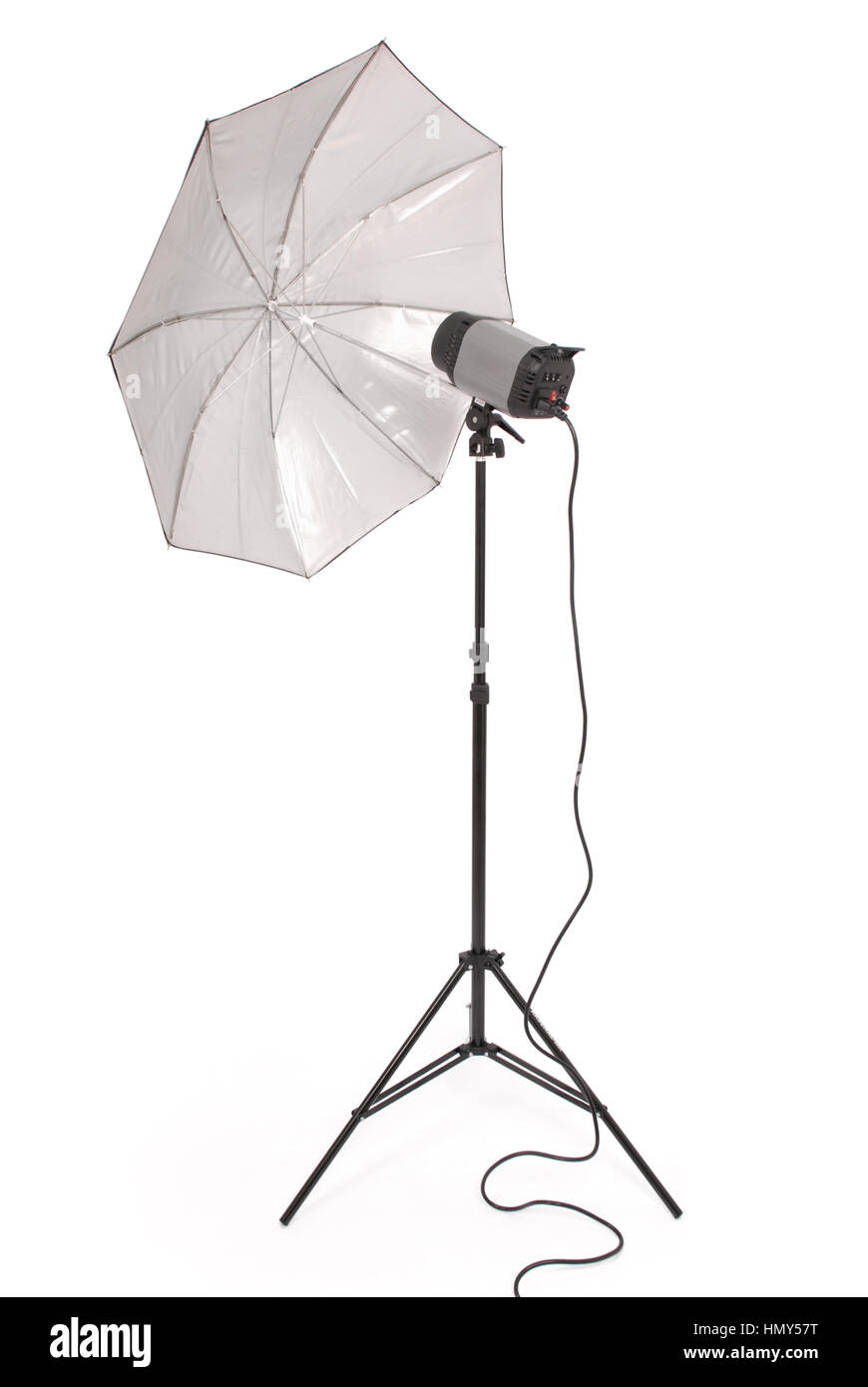 Studio lighting and equipment umbrella isolated on the white background