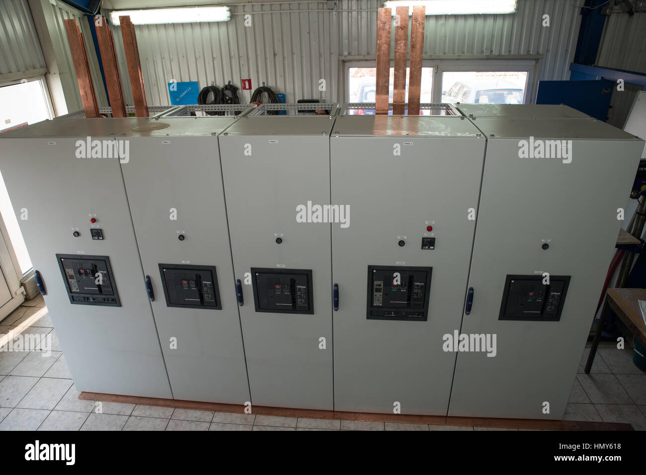 High power electrical board with copper bars Stock Photo Alamy