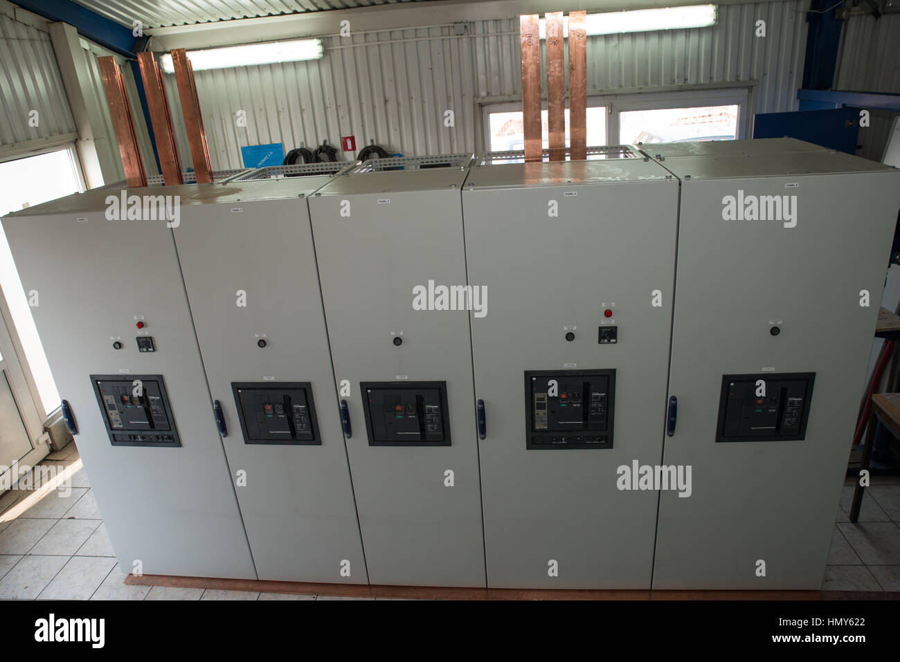 High power electrical board with copper bars Stock Photo Alamy