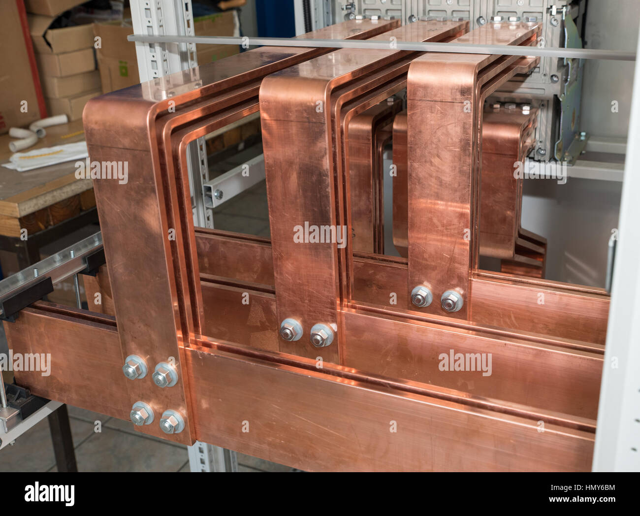 High power electrical board with copper bars Stock Photo Alamy
