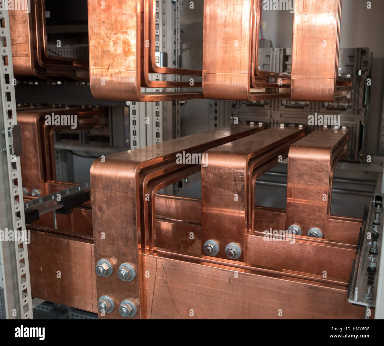 High power electrical board with copper bars Stock Photo Alamy