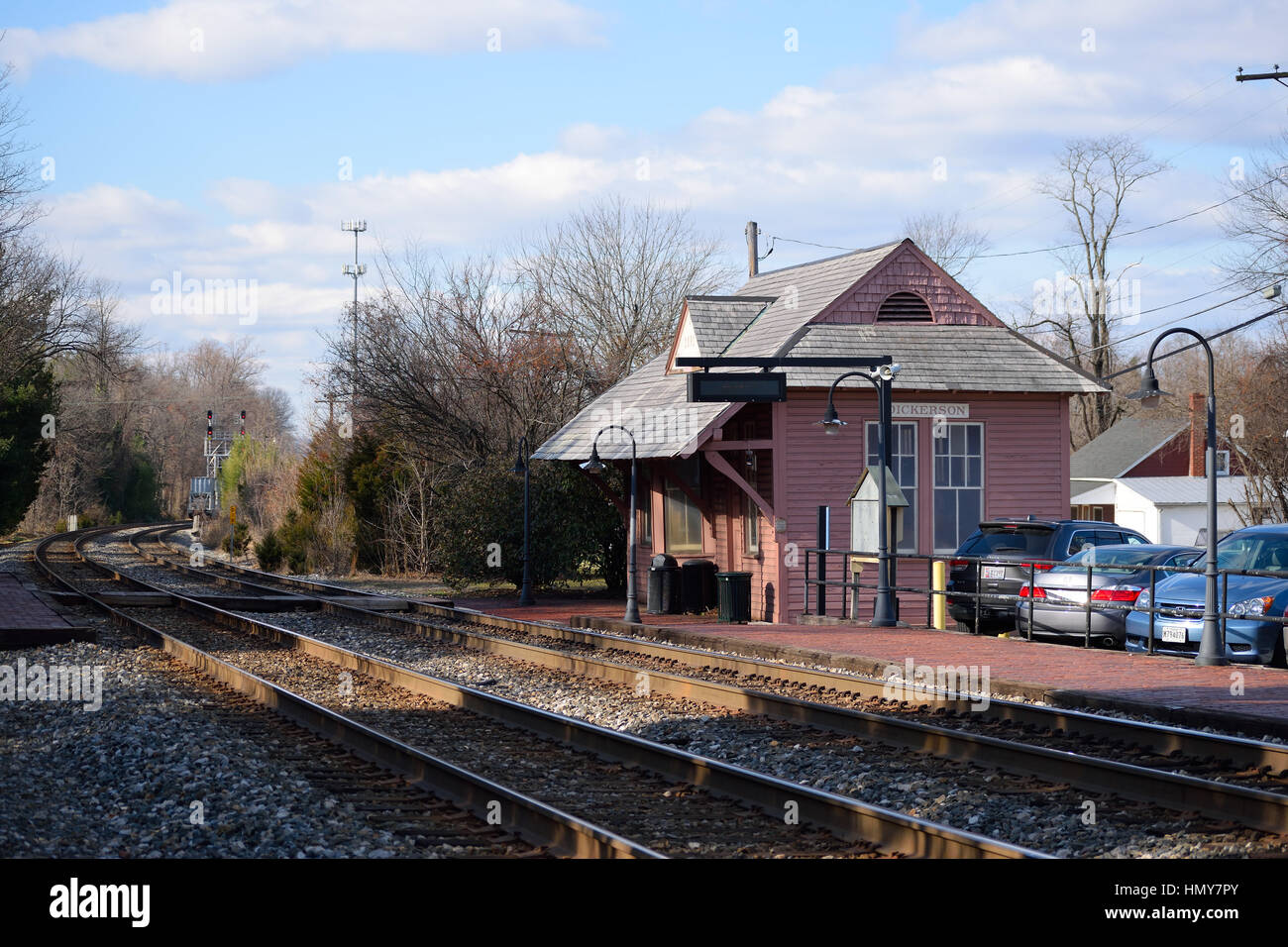 This rural commuter train station is located in Dickerson, MD. It is