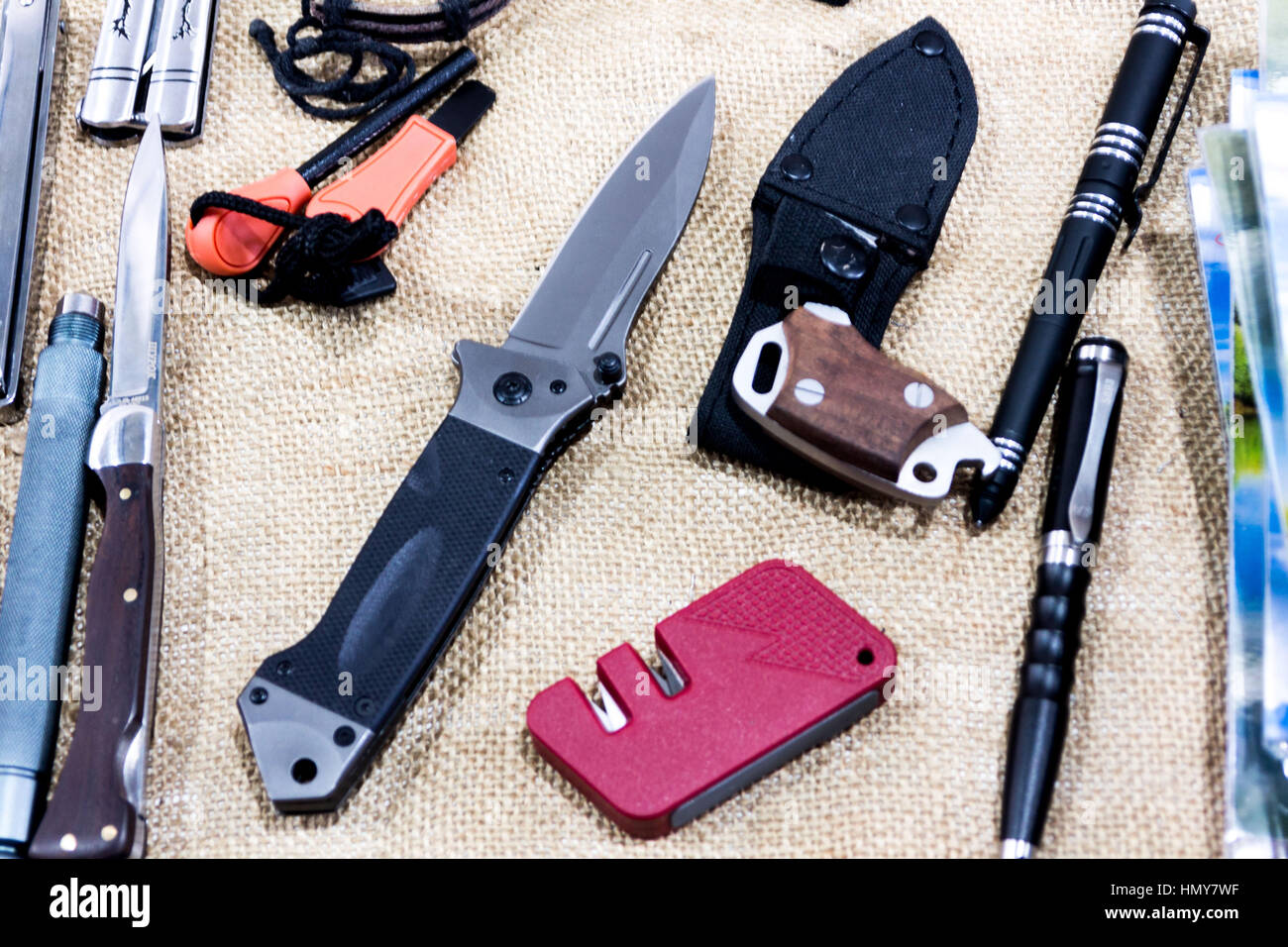 Tactical knife, tactical pen, tactical tools. Military st l Stock Photo -  Alamy