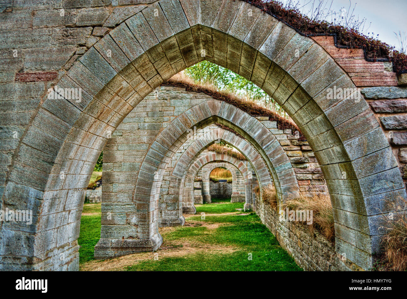 July 2016, ruins of the Alvastra Monastery in Ostergotland (East Gothland) in Sweden, HDR-technique Stock Photo