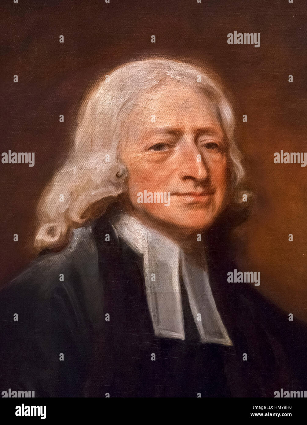 John Wesley. Portrait of the 18thC minister and a founder of the Methodist movement, John Wesley (1703-1791), by George Romney, oil on canvas, c.1788-9 Stock Photo