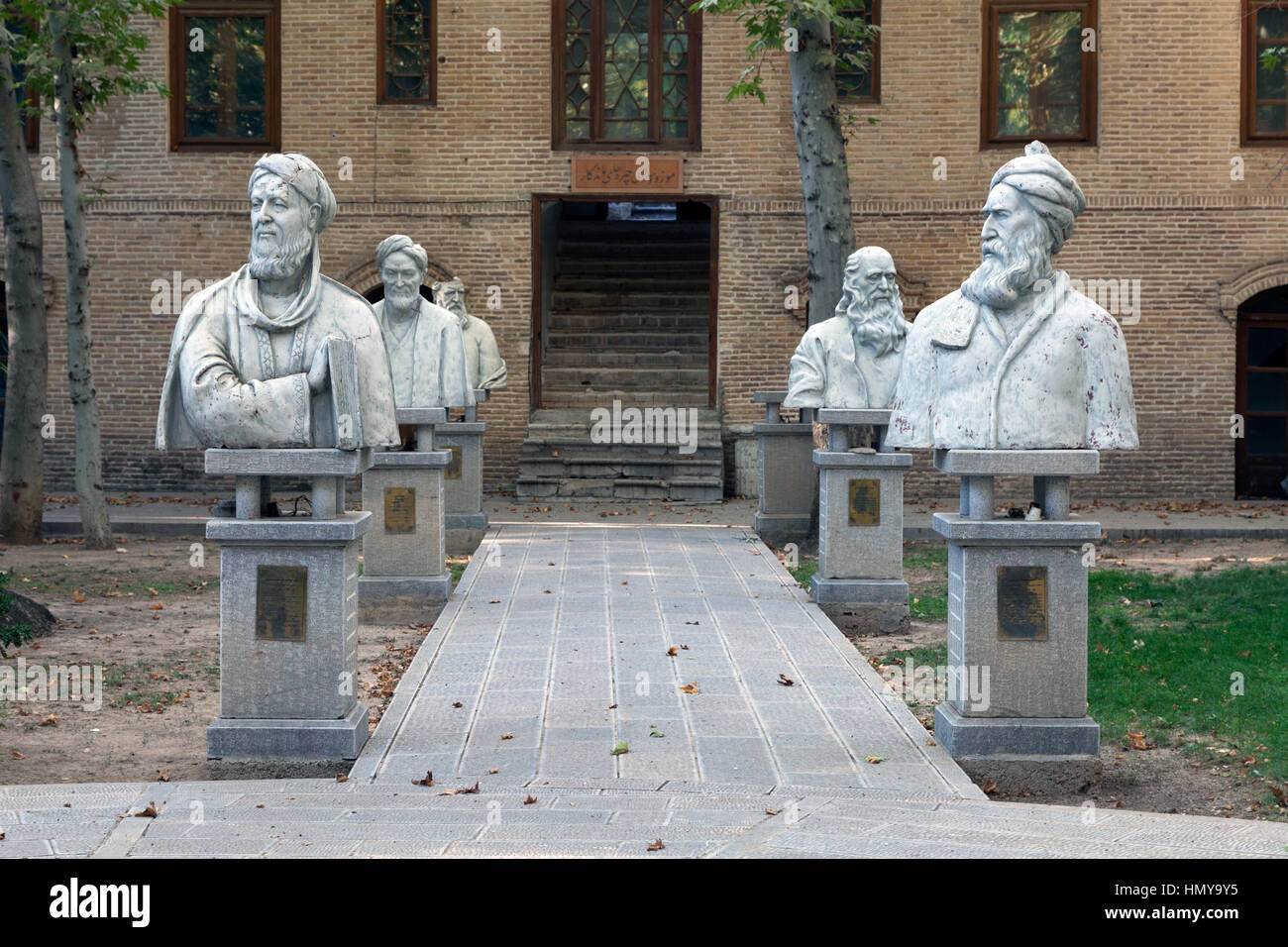 Statues of Iranian famous poets and scientists in Sa'dabad park, Tehran Stock Photo