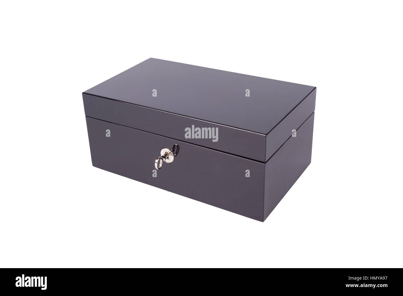 The black box is a locked on a white background Stock Photo