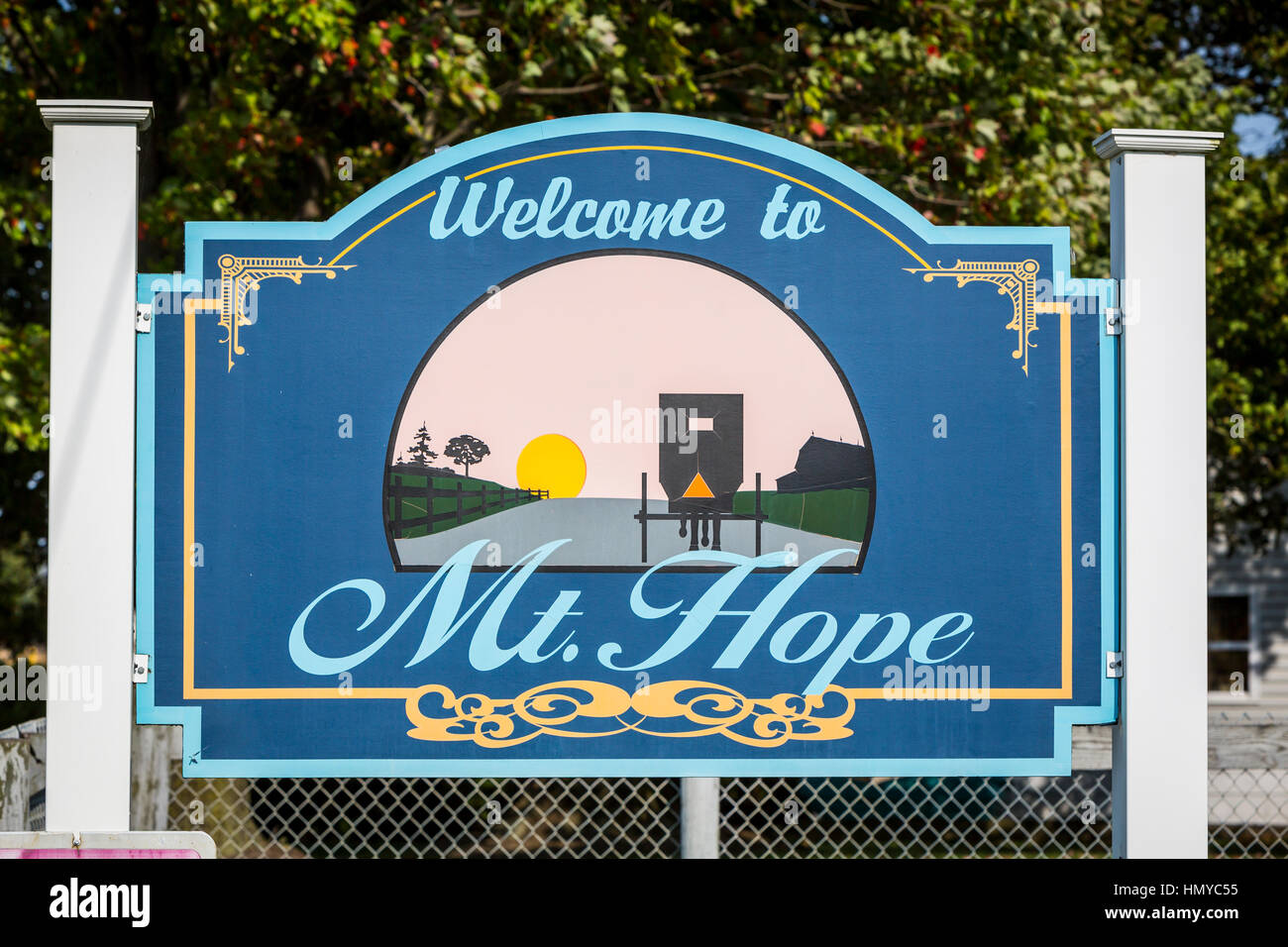 The Mt. Hope village sign, Ohio, USA Stock Photo Alamy
