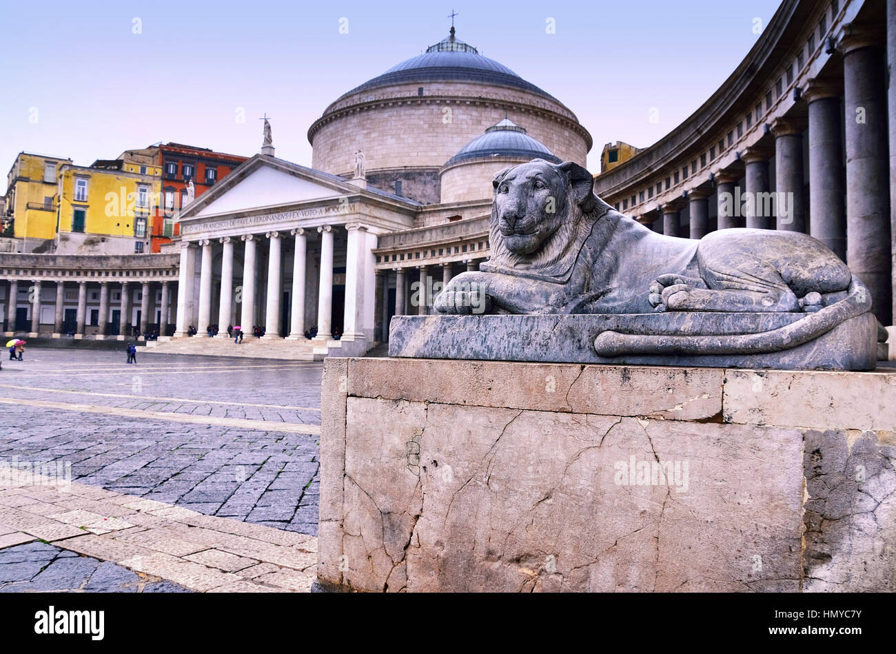 The Piazza del Plebiscito with Church of San Francesco di Paola, Naples, Italy. Stock Photo