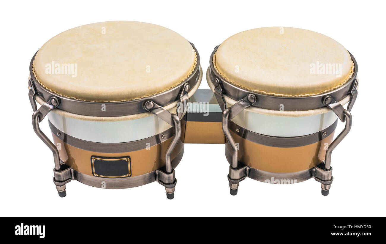 Set of Bongo Drums Isolated on a White Background. Latin percussion. Stock Photo