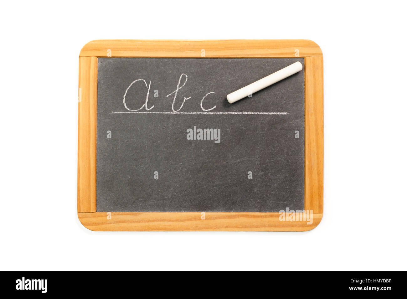 Abc written on vintage chalkboard, isolated on white Stock Photo