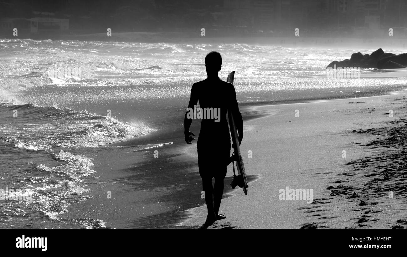 Silhouette of Surfer Rio Posto 11 Leblon Stock Photo - Alamy