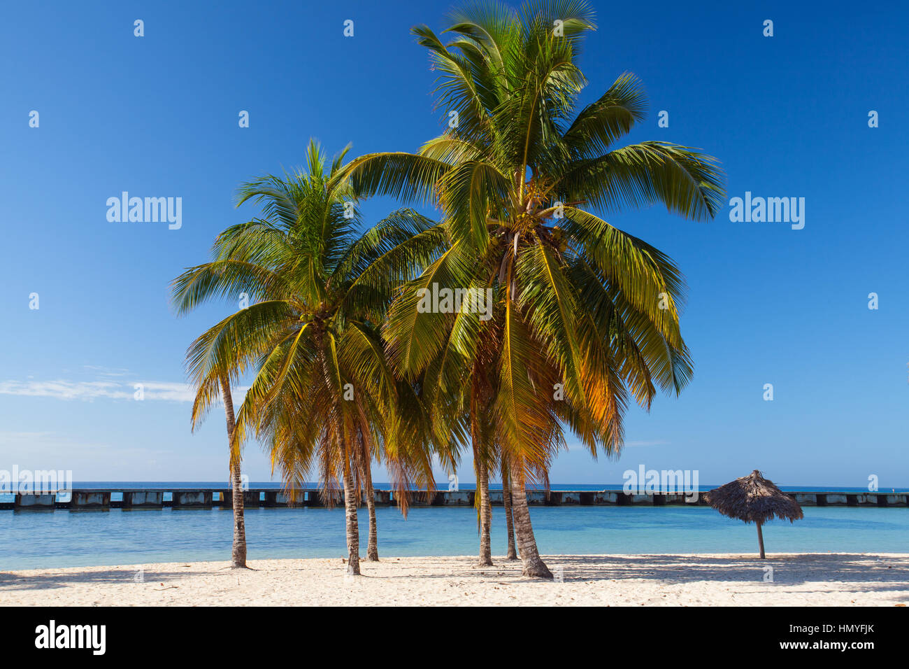 On the beach Playa Giron, Cuba. This beach is famous for its role during the Bay of Pigs invasion. Stock Photo