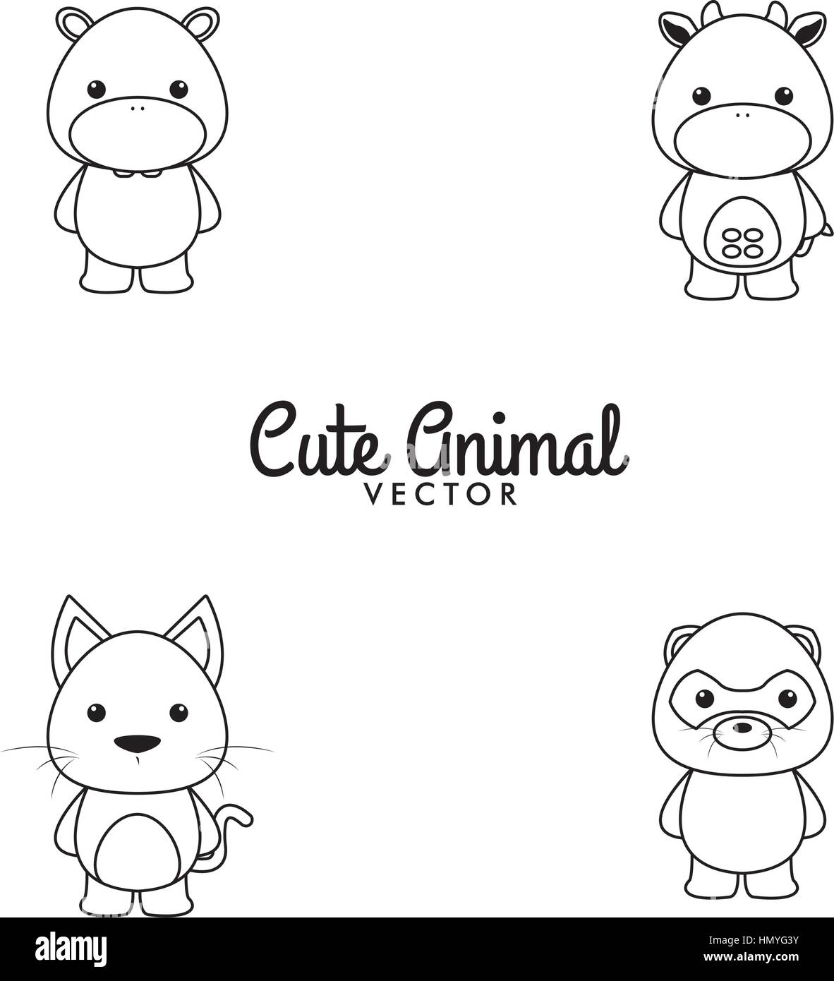 Cute Cartoon animals Stock Vector Image &amp; Art - Alamy