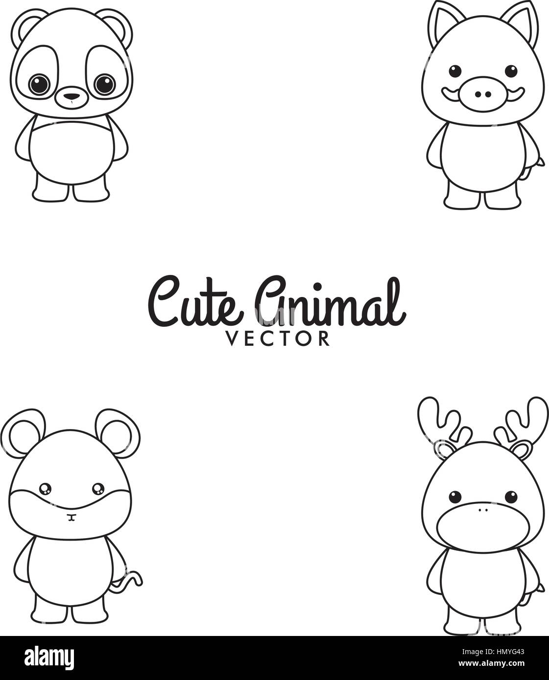 Cute Cartoon animals Stock Vector Image &amp; Art - Alamy