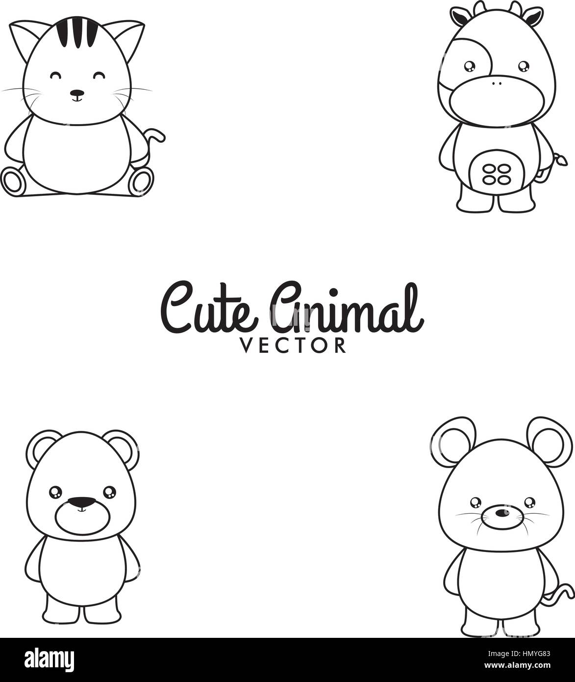 Cute Cartoon animals Stock Vector Image &amp; Art - Alamy