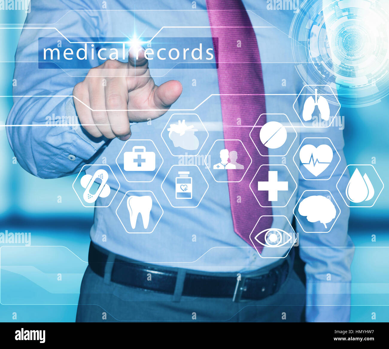 man working with medical records Stock Photo