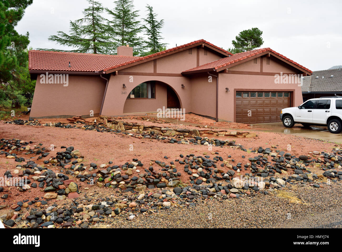 Landscaping and architecture of house near Sedona, Arizona, USA Stock