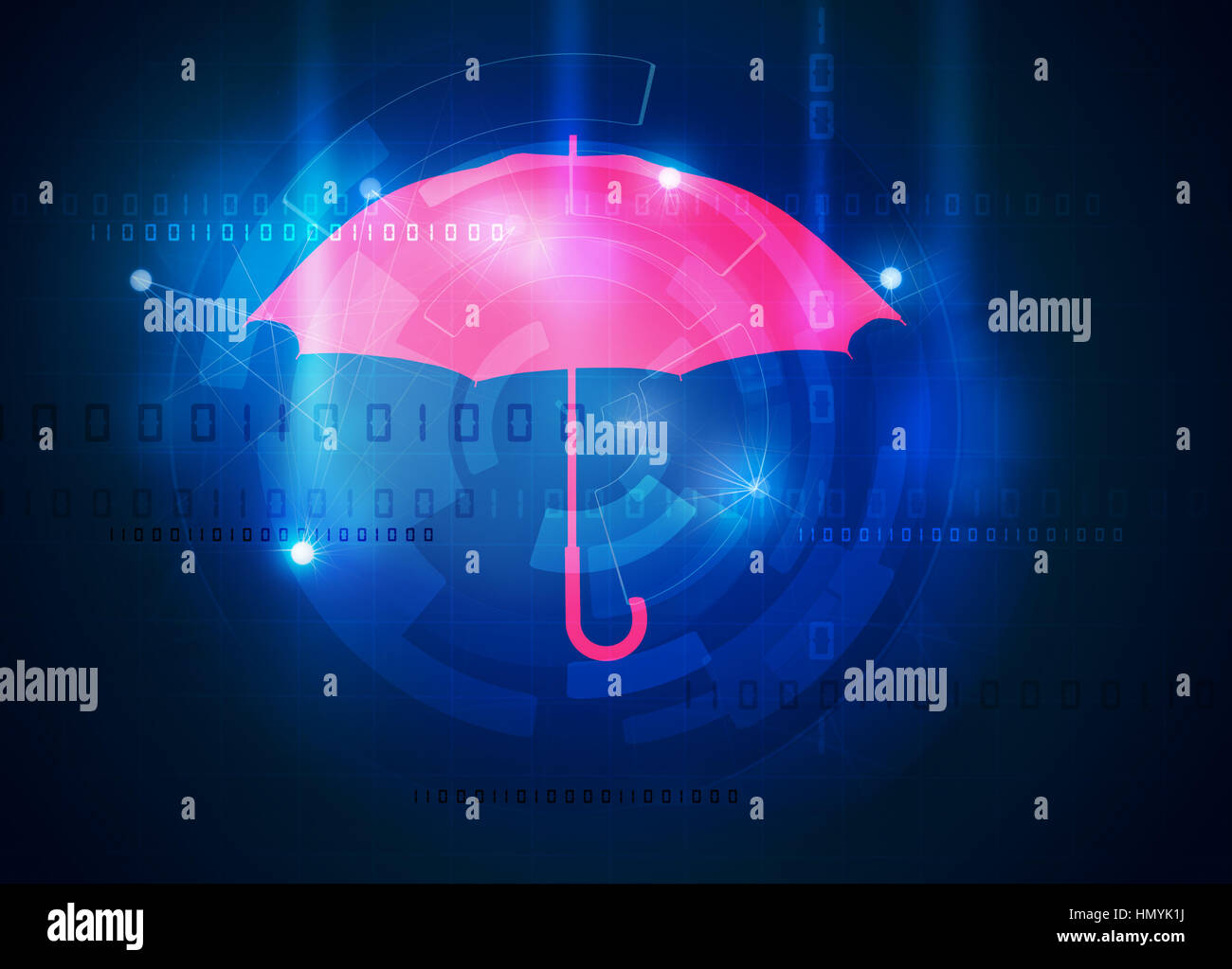 computer antivirus umbrella Stock Photo